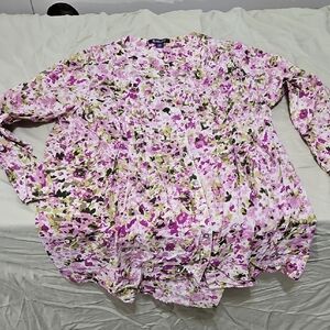 Roman's Purple Floral Tunic Blouse